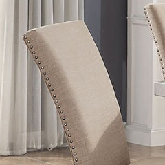 Parsons Side Chairs, Set of 2, Beige Polyester Blend, Black Wood Legs