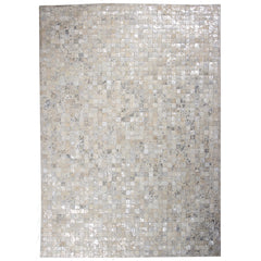 Patchwork Cowhide Rug, 5 ft x 7 ft in Silver