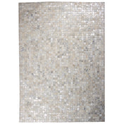Patchwork Cowhide Rug, 5 ft x 7 ft in Silver