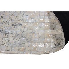 Patchwork Cowhide Rug, 5 ft x 7 ft in Silver