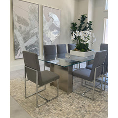 Patchwork Cowhide Rug, 5 ft x 7 ft in Silver