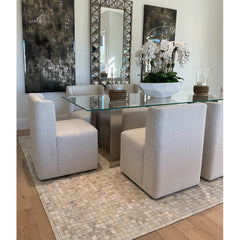 Patchwork Cowhide Rug, 5 ft x 7 ft in Silver