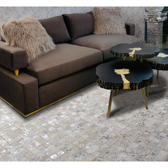 Patchwork Cowhide Rug, 5 ft x 7 ft in Silver
