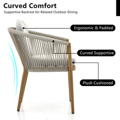 Patio Armchairs, Set of 2, Aluminum Frame with Beige Cushions