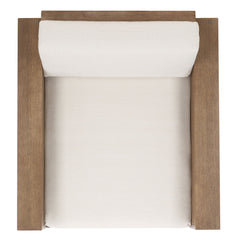 Patio Chair in Natural Eucalyptus Wood with Beige Olefin Cushion