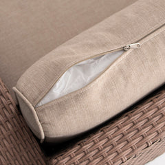 Patio Sofa, 2-Seater, Light Brown Wicker Frame with Beige Cushions