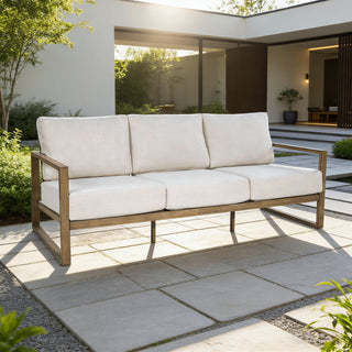 Patio Sofa, 3-Seat, Powder Coated Aluminum with Cream Olefin Cushions