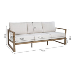 Patio Sofa, 3-Seat, Powder Coated Aluminum with Cream Olefin Cushions