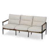 Patio Sofa, 3-Seater, Gray Cushions with Black Metal Frame