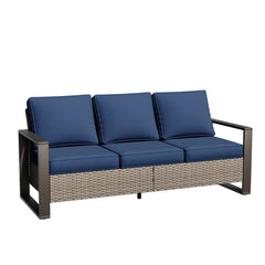 Patio Sofa, 3-Seater, Gray Steel Frame with Olefin Cushions