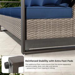 Patio Sofa, 3-Seater, Gray Steel Frame with Olefin Cushions