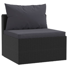 Patio Sofa Set in Black Poly Rattan with Black Cushions