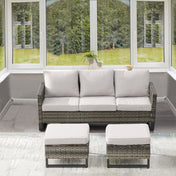 Patio Sofa with Beige Cushions and Gray Powder Coated Steel Frame