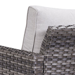 Patio Sofa with Beige Cushions and Gray Powder Coated Steel Frame