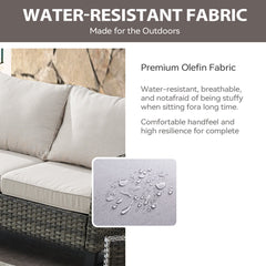 Patio Sofa with Beige Cushions and Gray Powder Coated Steel Frame