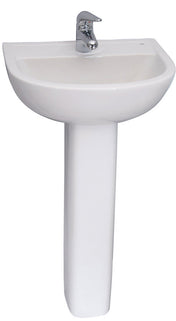 Pedestal Bathroom Sink, Circular, Vitreous China, White
