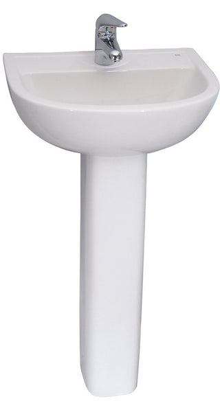 Pedestal Bathroom Sink, Circular, Vitreous China, White