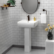 Pedestal Bathroom Sink, Metropolitan, Rectangular, Vitreous China, White