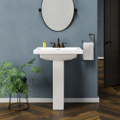 Pedestal Bathroom Sink, Mistral, Rectangular, Vitreous China, White