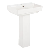 Pedestal Bathroom Sink, Pentero, Fireclay, Single Faucet Hole, 23", White