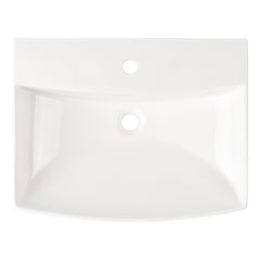 Pedestal Bathroom Sink, Pentero, Fireclay, Single Faucet Hole, 23", White