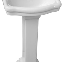 Pedestal Bathroom Sink, Stanford, U-Shaped, Vitreous China, 4" Centers, White