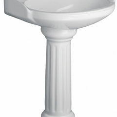 Pedestal Bathroom Sink, Victoria, Oval, Vitreous China, 3 Faucet Holes, White