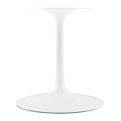 Pedestal Dining Table, Seats 6, White Manufactured Wood with Metal Base