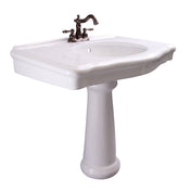 Pedestal Lavatory Sink, Anders, Rectangular, Vitreous China, White