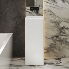 Pedestal Sink, Claire, One-Piece, Ceramic, White Gloss
