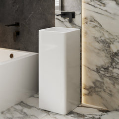 Pedestal Sink, Claire, One-Piece, Ceramic, White Gloss