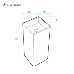 Pedestal Sink, Claire, One-Piece, Ceramic, White Gloss