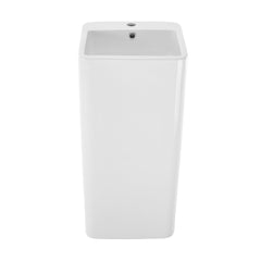 Pedestal Sink, Concorde, One Piece, Square, Ceramic, Glossy White