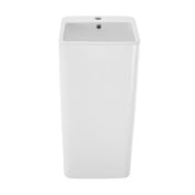 Pedestal Sink, Concorde, One Piece Square in Glossy White Ceramic