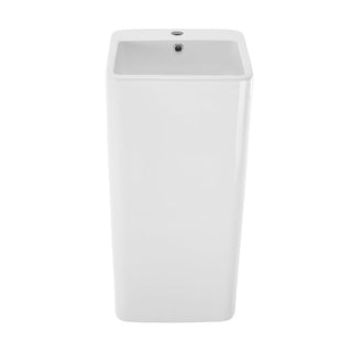 Pedestal Sink, Concorde, One Piece Square in Glossy White Ceramic