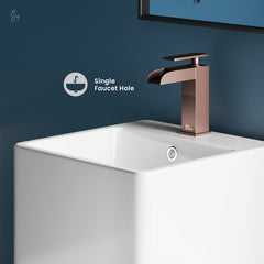 Pedestal Sink, Concorde, One Piece, Square, Ceramic, Glossy White