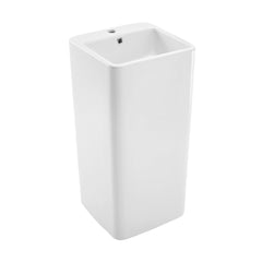 Pedestal Sink, Concorde, One Piece, Square, Ceramic, Glossy White