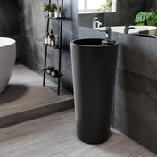 Pedestal Sink, Monaco, Circular Basin, Ceramic, Matte Black