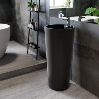 Pedestal Sink, Monaco, Circular Basin, Ceramic, Matte Black