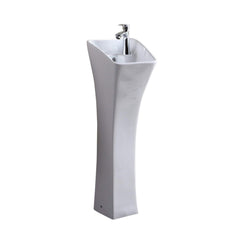 Pedestal Sink, Rectangular, Vitreous China, Overflow, White