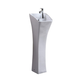 Rectangular Pedestal Sink with Overflow in White Vitreous China