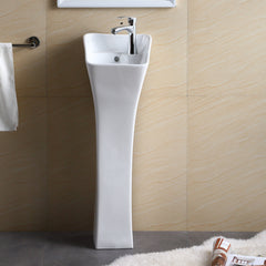 Pedestal Sink, Rectangular, Vitreous China, Overflow, White