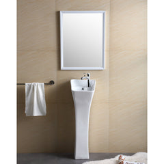 Pedestal Sink, Rectangular, Vitreous China, Overflow, White