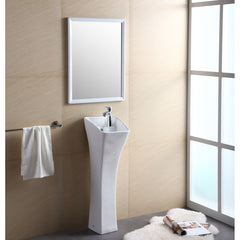 Pedestal Sink, Rectangular, Vitreous China, Overflow, White