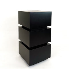 Pedestal Stand, 32 in H, Black Wood with Distressed Antique Look