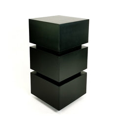 Pedestal Stand, 32 in H, Black Wood with Distressed Antique Look