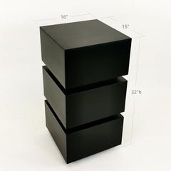 Pedestal Stand, 32 in H, Black Wood with Distressed Antique Look