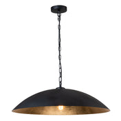 Pendant Light, 1-Light, Black Metal Shade with Gold Leaf Interior