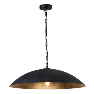 Pendant Light, 1-Light, Black Metal Shade with Gold Leaf Interior