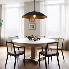 Pendant Light, 1-Light, Black Metal Shade with Gold Leaf Interior